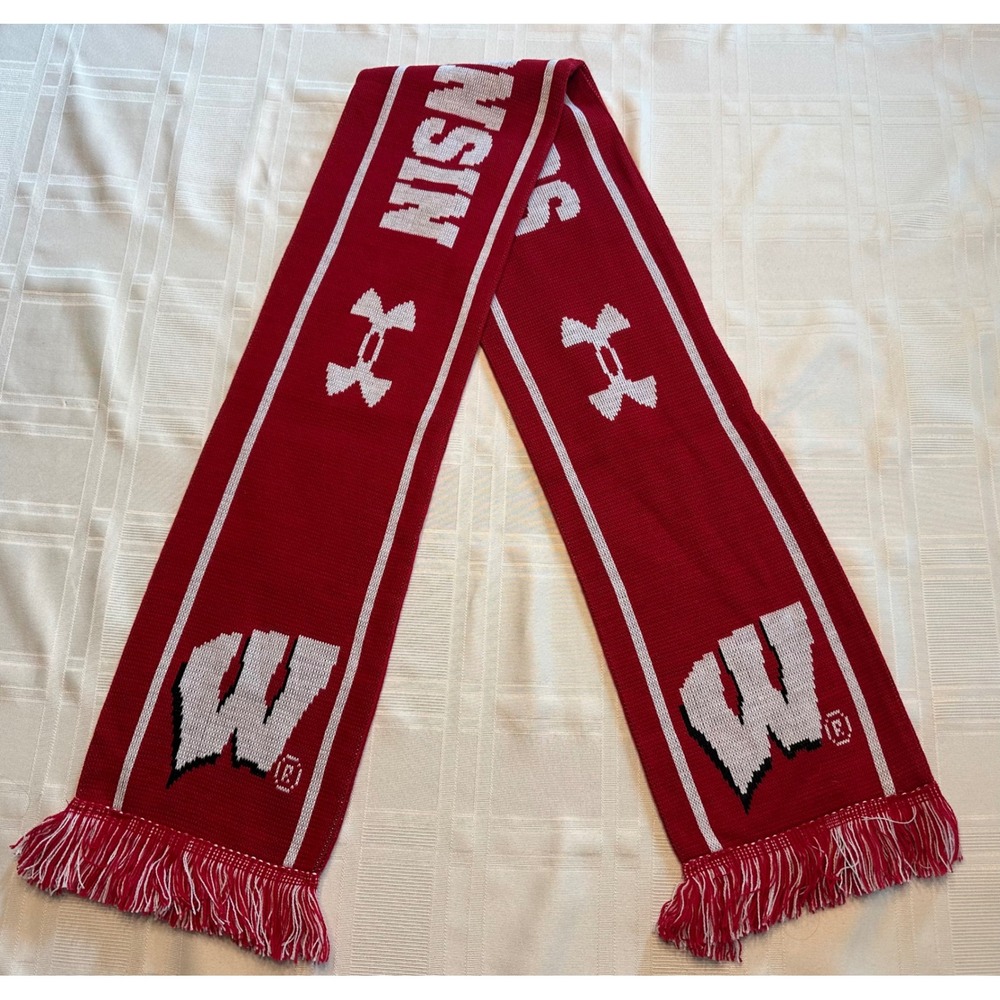 Under Armour Scarf Unisex OS Red Wisconsin Badgers Knit Collegiate Fringe Scarf